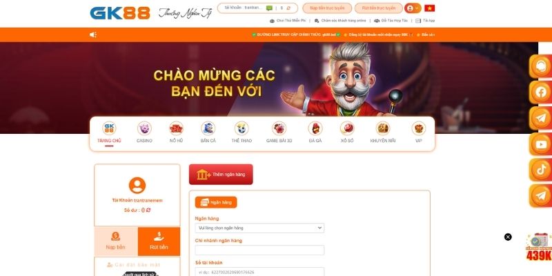 Tiến hành liên kết ngân hàng chính chủ và tạo mật khẩu rút